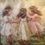 "RING AROUND THE ROSIES 2" 30X30" OIL ON CANVAS