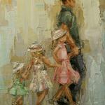 "DADDY'S GIRLS" 14x18" oil on canvas SOLD